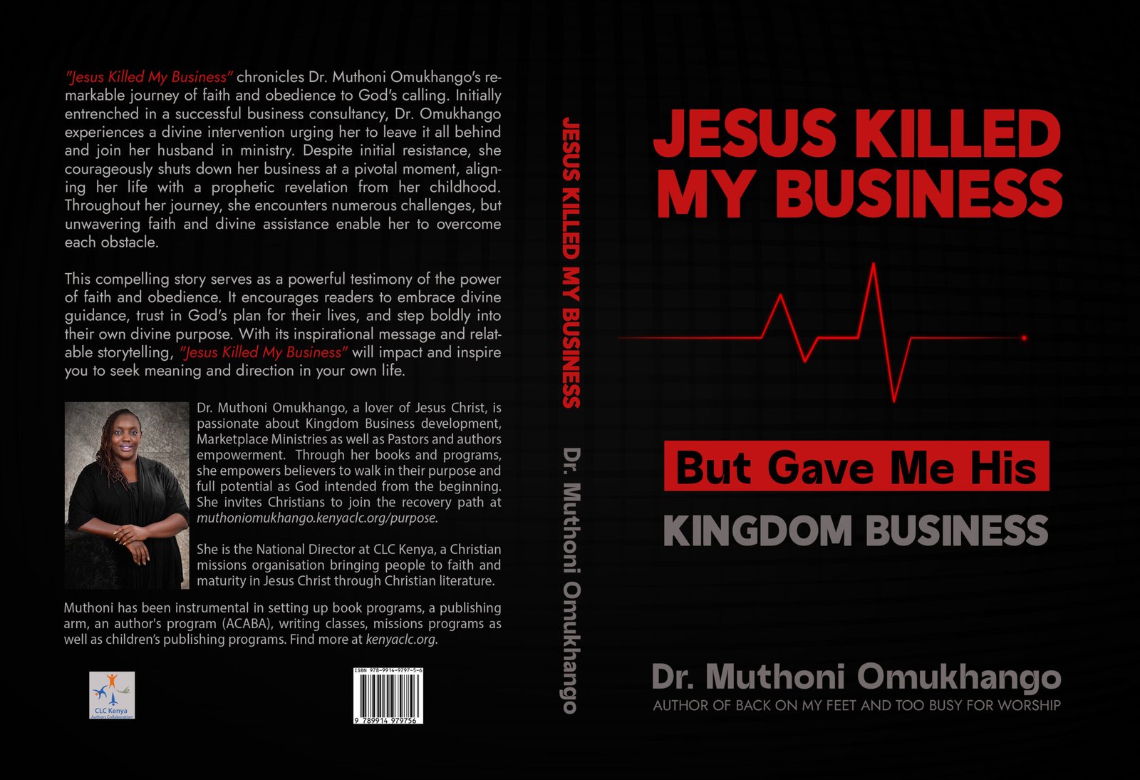 Full book cover spread showing back cover, spine and front cover
