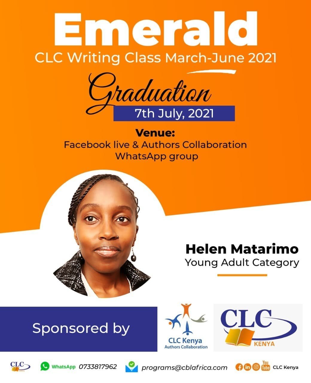 Emerald CLC Writing Class Graduation Poster 2021