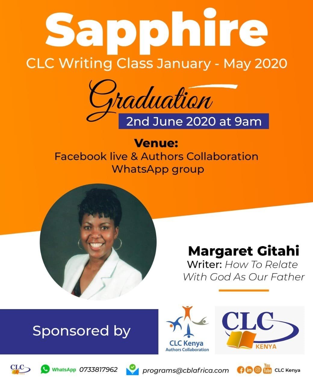 Sapphire CLC Writing Class Graduation Poster 2020