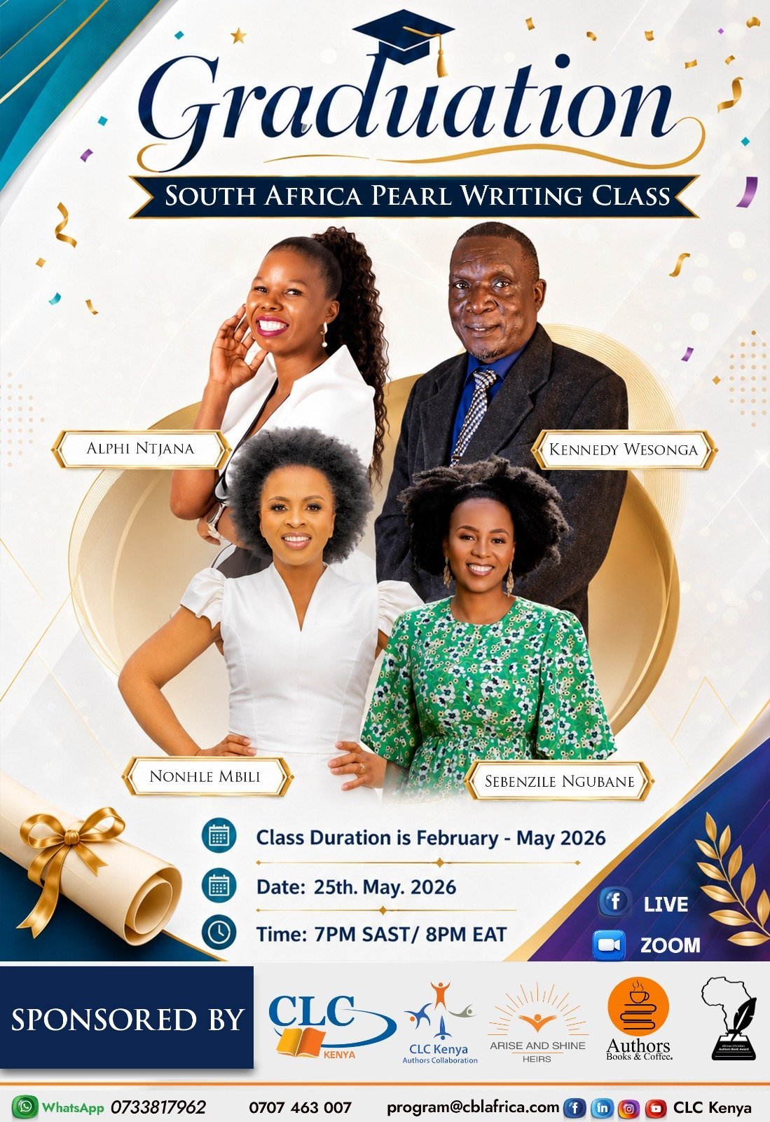 South Africa Pearl Writing Class Graduation Poster 2026
